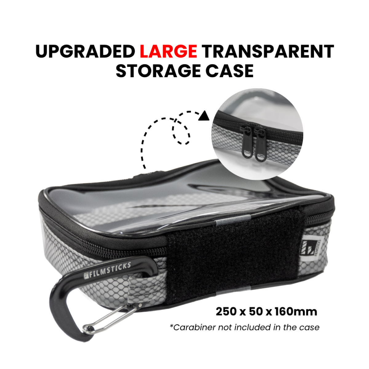 Filmsticks Upgraded 1-Piece Transparent TPU Storage Case – Large (Black ...